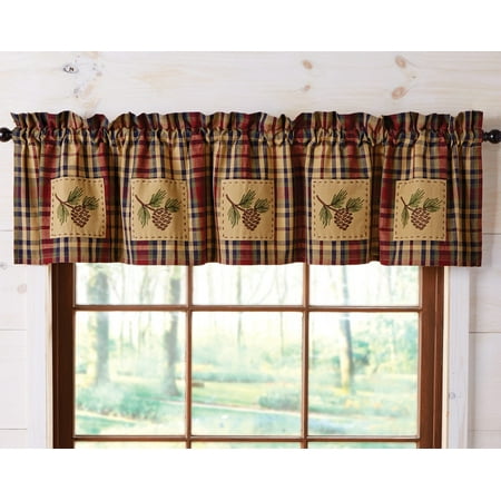 - Plaid Pinecone Patch Valance