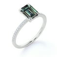thumbnail image 4 of JeenMata Solitaire 1.25 Carat Emerald Cut Lab Created Alexandrite and Moissanite Semi Eternity Pave Engagement Ring - 18k White Gold over Silver, 4 of 4