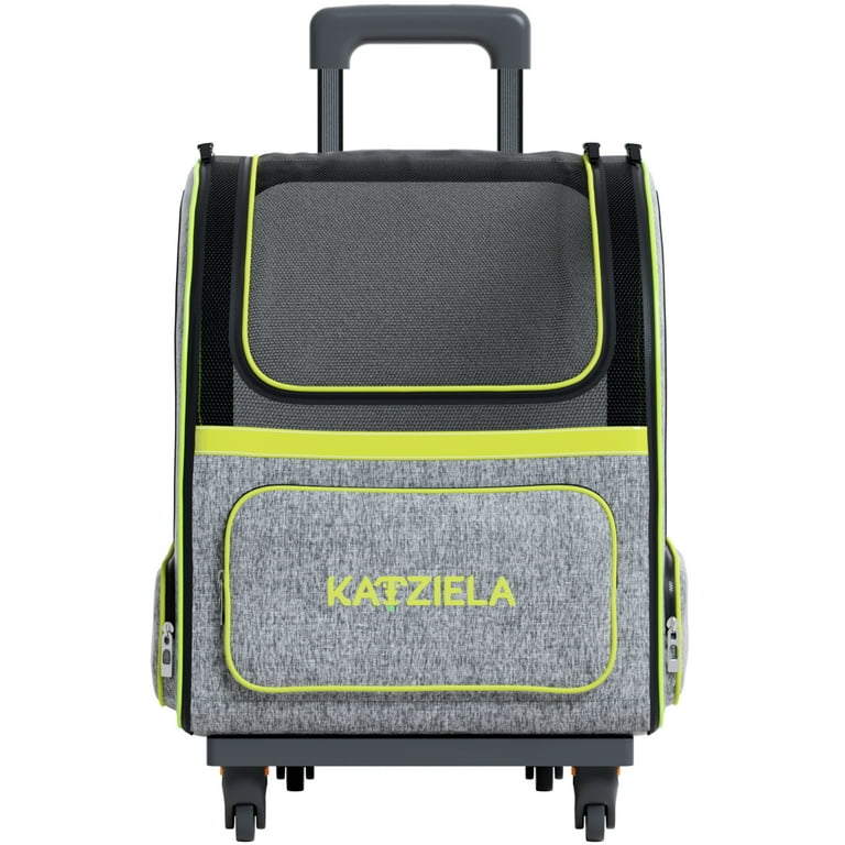 Katziela® Luxury Rider™ Pet Carrier with Removable Wheels and Handle