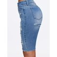 thumbnail image 5 of Bermudas de mezclilla para mujer, informales, de verano, con dobladillo sin rematar, azul medio, XXL, 5 of 5