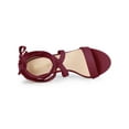 thumbnail image 4 of BLISSFUL STEP Women's Sandals Solid Color Mid Block Heels Lace up Sandals Burgundy 8, 4 of 7
