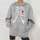 thumbnail image 2 of Chaqueta con capucha Punk suelta con cremallera y estampado de Halloween para mujer, abrigo, sudaderas con capucha, abrigo Pompotops qwe15360, 2 of 8