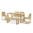 thumbnail image 6 of Mopio Bruno Outdoor Dining Set, Solid Acacia Wood Patio Table & Chairs Set for Indoor Outdoor Dining, Mid Century Modern Farmhouse Conversation Sets (6 Seater: Table, 1 Bench, 4 Chairs | 6 Piece), 6 of 9
