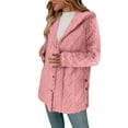 thumbnail image 4 of Busydd Womens Fleece Jacket Solid Color Warm Winter Jackets for Women Comfy Long Sleeve Button Hooded Cardigan for Women XL, 4 of 8