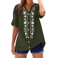 thumbnail image 2 of Babysbule V-Neck Short Sleeve Embroidery Floral Blouses & Tops, Women's Tops, 2 of 7