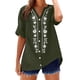 thumbnail image 1 of Camisetas de Cuello en V de Manga Corta para las Mujeres Casual Suelto Cuello Redondo Blusa de Verano Camisetas Cuello en V de las Mujeres, 1 of 7