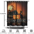 thumbnail image 3 of Halloween Trick or Treat Skull Shower Curtain, Funny Dance Skeleton Day of Death Gothic Bathroom Decor, Waterproof Fabric Polyester Curtain Set, with 12 Hooks 72 x 72 Black White, 3 of 6