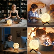 DAYBETTER 4.8Inch Moonlight Night Light for Adults Kids, 16Colors/3D Printing Moon Light Night Lamp for Kids Bedroom Decor