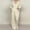 Beige, variant on Women 2 Piece Cotton Pants Suit Casual Loose Fit Outfit Long Sleeve Solid V Neck Shirts Sets Straight Leg Trousers
