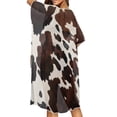 thumbnail image 3 of Xoenoiee Brown Cow Pattern Kimonos for Women Lightweight Swimsuit Coverup Boho Beach Cover Ups Swimwear Summer Cardigan Casual Blouse Tops, 3 of 7