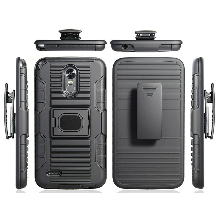 Case for LG Stylo 3 Nakedcellphone s Black Ring Grip Case Cover Belt Clip Holster Stand with Built In Mounting Magnet for LG STYLO 3 STYLUS 3