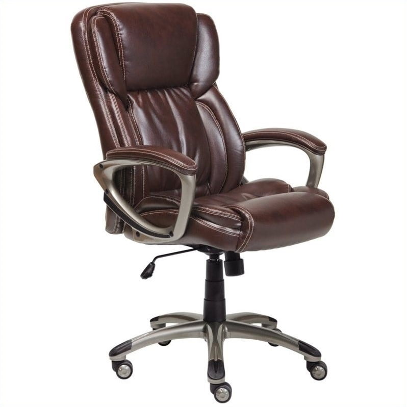 Serta Executive Bonded Leather Office Chair Biscuit Brown Walmart Com Walmart Com