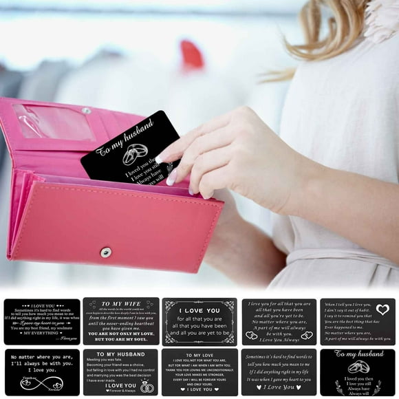 Fiudx Tarjeta de Metal Grabada para Billetera, Tarjeta de Memoria Permanente, Diseño de Aleación Fina y Duradera, Se Adapta a Cualquier Billetera, Idea de Regalo Romántico, Perfecta para San Valentín