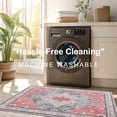 thumbnail image 3 of Buganda 2'x3' Small Area Rug, Non Slip and Low Pile Door Mat, Vintage Distress Print Pattern Carpet, Machine Washable rugs for Entrance, Red, 3 of 7