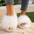 thumbnail image 6 of Fnooota Womens Slide Slippers, Non Slip Open Toe Indoor Comfort Fuzzy Slippers Bedroom Shoes White Size 7.5-7.5, 6 of 7