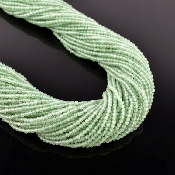 QNAVIC Natural Green Prehnite Gemstone Micro Faceted Rounds Beads Strand Drilled Stone Chakra Healing Crystals DIY Jewelry Making Wholesale Bulk Loose Supply Strand 30 Centimeter (1 Strand)