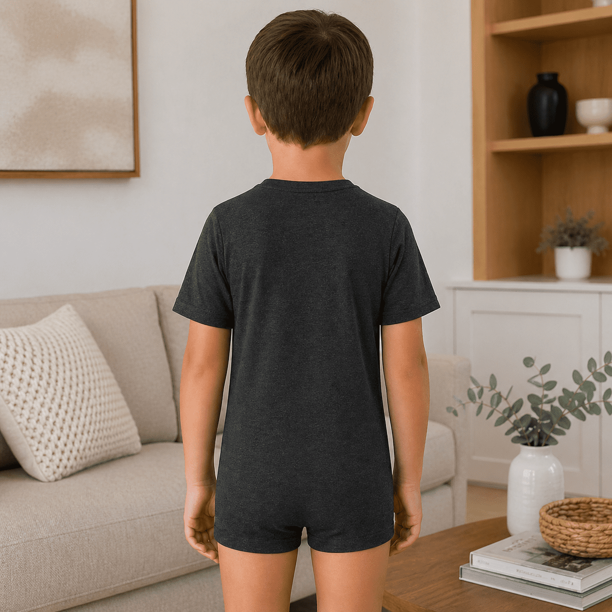 Kaycey Adaptive Clothing Popper Vest, Short Sleeve, Charcoal, Age 3-4