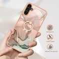 thumbnail image 6 of SaniMore for Samsung Galaxy A25 Case, Marble Pattern 3 in 1 Heavy Duty Shockproof Full Body Hard PC+IMD Bumper Drop Protective Women Girls Cover Rotating Ring Bracket Stand for Galaxy A25, Pink, 6 of 10