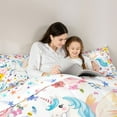thumbnail image 5 of Feelyou Magical Unicorn Angel Full Size Comforter Sets, Watercolor Flower Floral Bedding Comforter Set, Teens Kids Boys Girls Reversible Bedding Sets, Microfiber Bedroom Decor, 3-Piece, 5 of 8
