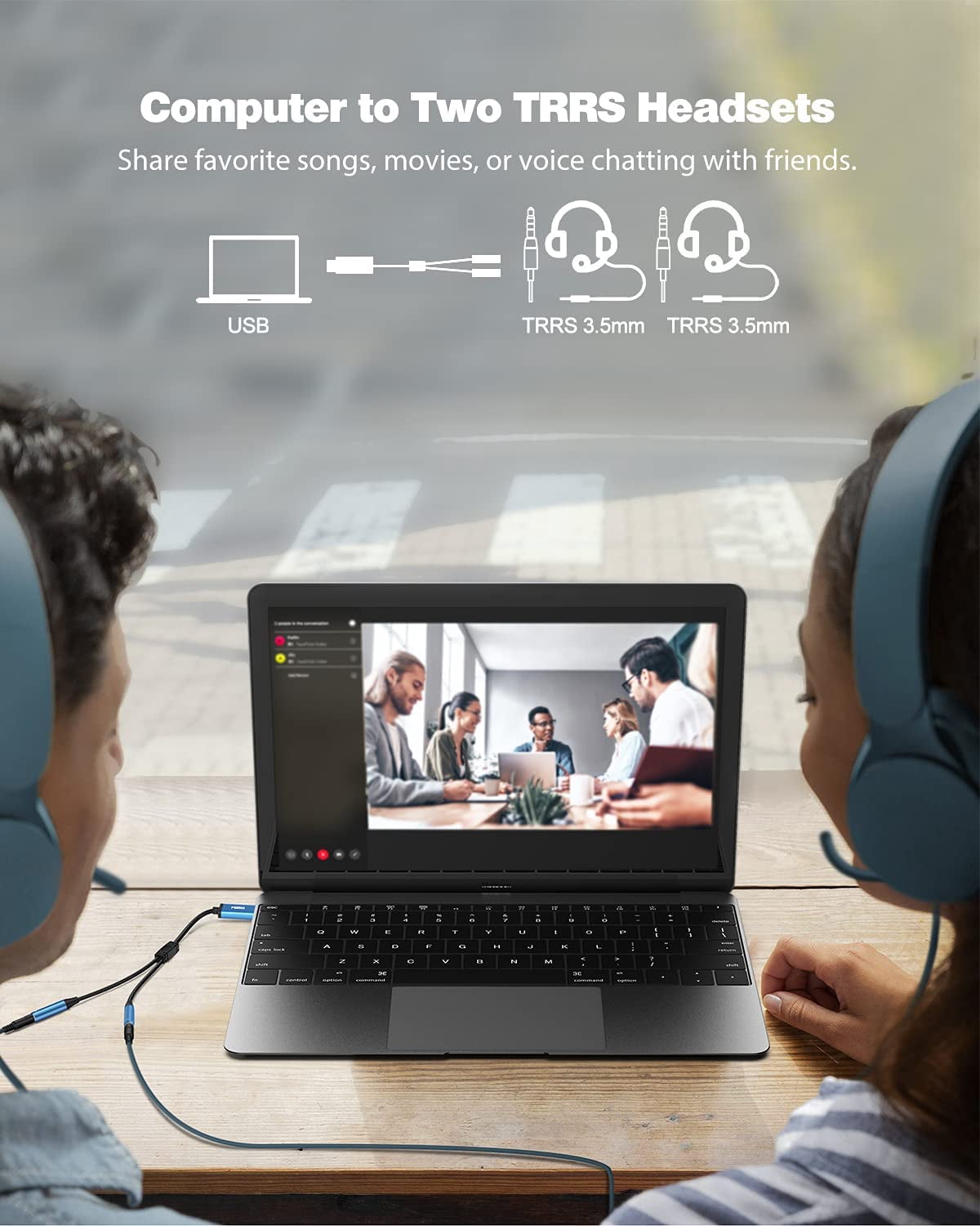USB to Dual 3.5mm Audio Jack Adapter 
