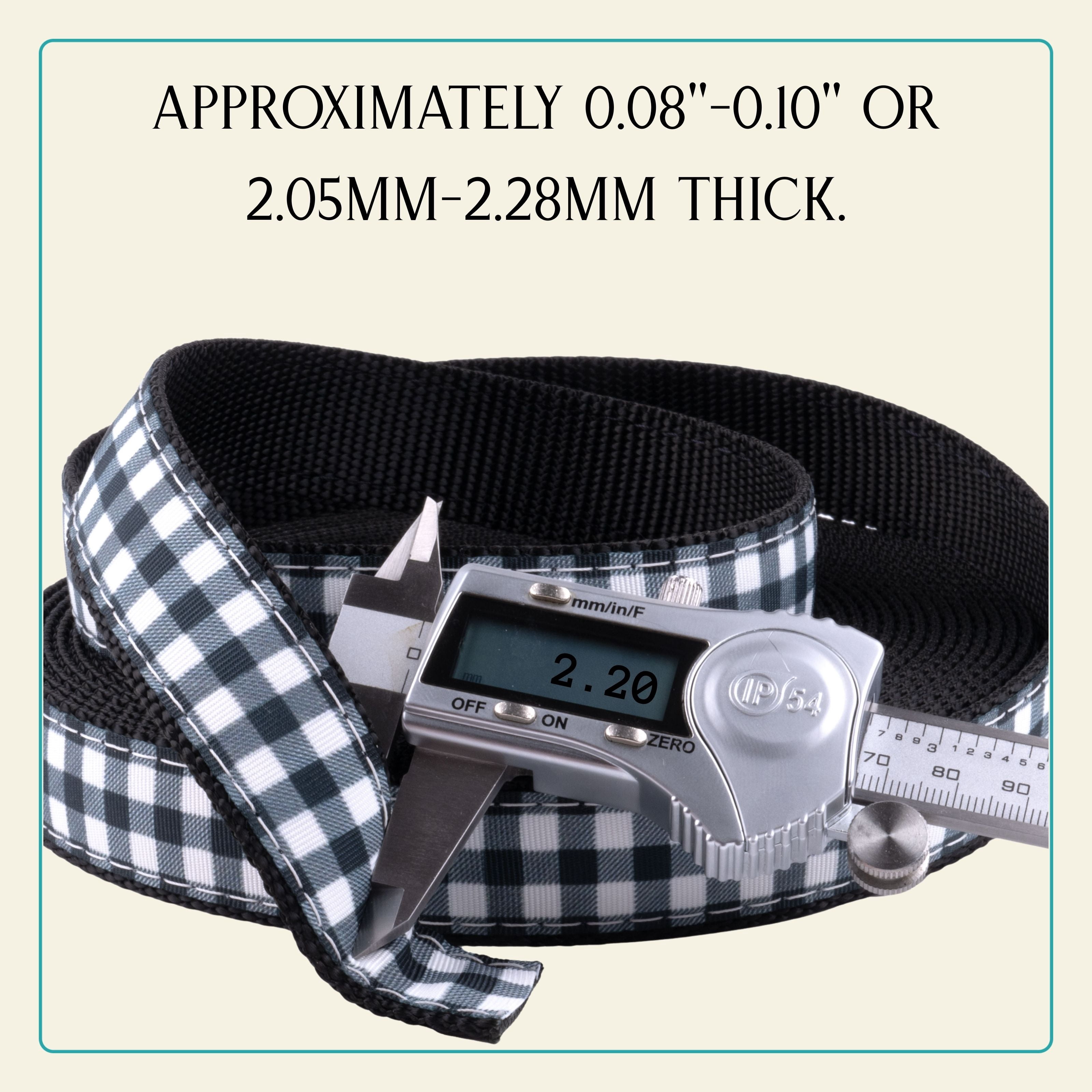 Country Brook Design - Black & White Buffalo Plaid Ribbon on Black Nylon Webbing (1 Inch, 10 Yards)