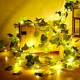 thumbnail image 1 of 5m 50LED Leaf String Lights Artificial Wall Hanging Green Maple Leaves Vine String Lights with Battery Powered, 1 of 8