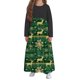 thumbnail image 3 of Vestido de manga larga con cuello redondo para niña, estampado navideño, manga larga, cuello redondo, bolsillos, falda larga informal para adultos, vestido de poliéster para niña., 3 of 5