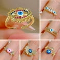 thumbnail image 2 of GKNET 18K Gold Plated Good Luck Luxury Zircon Evil Eye Bow Ring Adjustable Delicate Jewelry New-Evil Eye Ring#2, 2 of 8