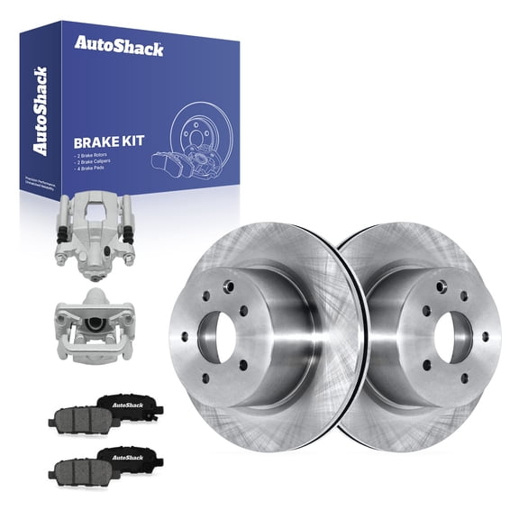 AutoShack Rear Vented Brake Rotors   Premium Ceramic Pads   Calipers 8-PC Brake Kit Replacement for 2019-2020 Nissan Maxima 12.13" (308 mm)