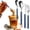 blue, variant on 4pcs stainless steel willow nail clip handle tableware set E Holiday feast dish placement,dinnerware,Stainless steel