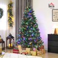 thumbnail image 2 of HOMCOM 7 ft Prelit Frosted Christmas Tree, Full Spruce Holiday Decor with Dual Colour LED Light, Dense Branches, 9 Light Modes, Hinged Xmas Tree with Metal Stand, Easy Assembly, 2 of 8