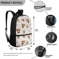 thumbnail image 4 of Bulopur Highland Cow Bow Kids Backpack Set 5 Pcs Cute Farm Book Bag with Lunch Bag, Pencil Case, Water Bottle Cover and Wrist Strap for Highland Cow Lover Girls Ages 6-12, 4 of 8