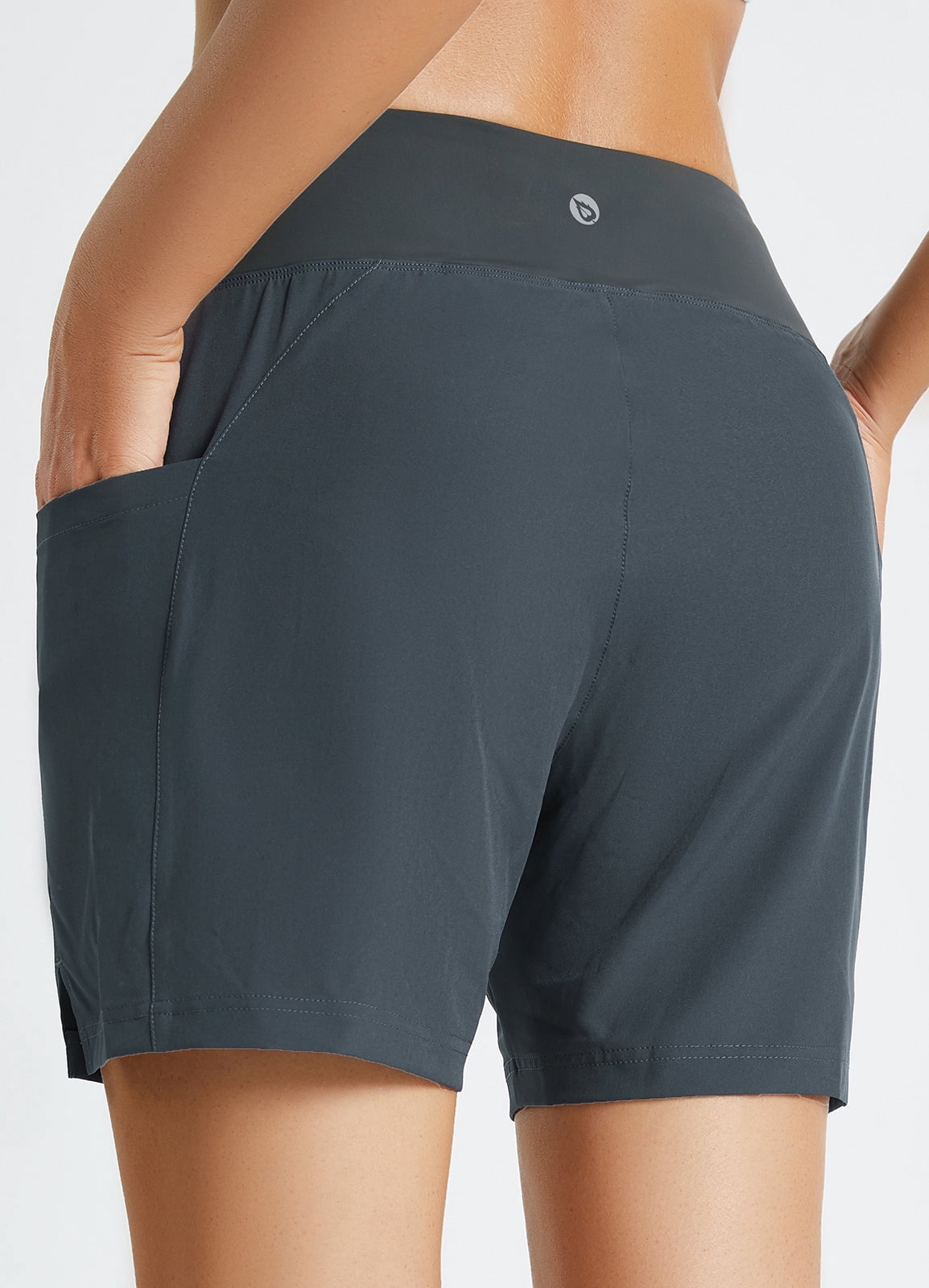 BALEAF Women's 5" Swim Shorts Trunks Quick Dry High Waisted Swimming Board Shorts Tummy Control Swim Bottom with Pockets Dark Grey 3XL