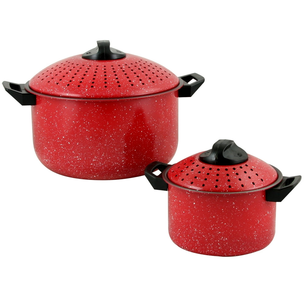 Gibson Home Casselman 4 Piece Nonstick Pasta Pot Set in Red with