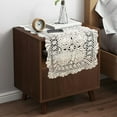 2pcs Beige Crochet Table Runners 100 Cotton Lace Nightstand