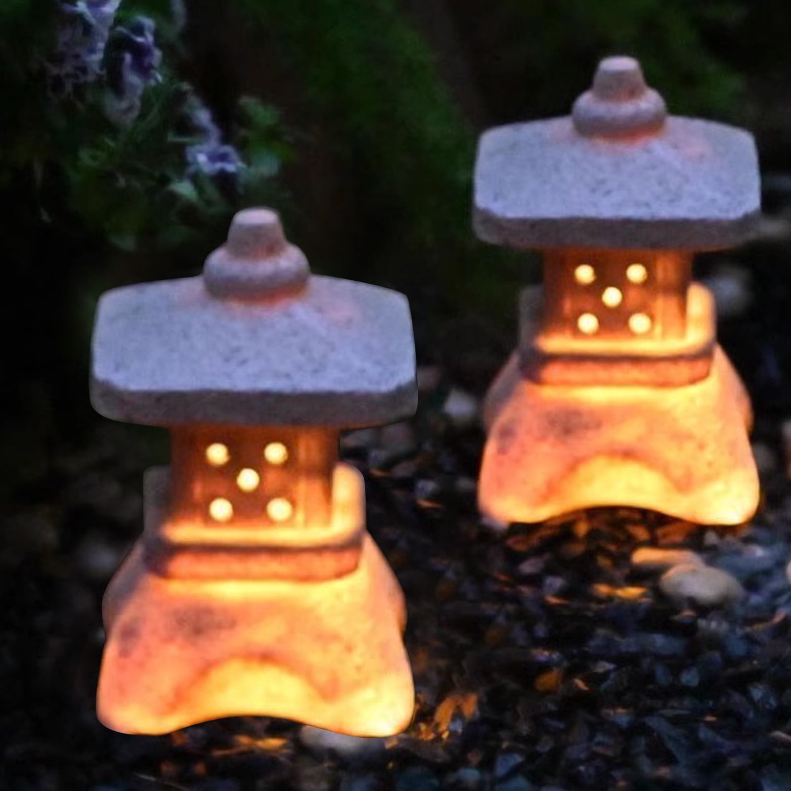 PATLOLLAV Solar Palace Lamp,Solar Pagoda Lantern Garden Statue,Indoor/Outdoor Zen Asian Decor for Landscape Balcony,Garden,Patio,Porch Yard Art Ornament,Gardening Supplies