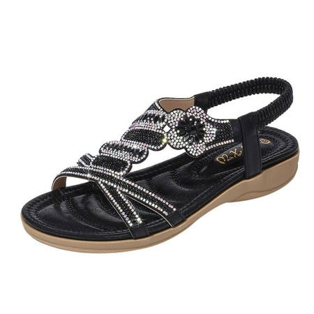 

ZHAGHMIN Cotton Padded Slippers Women Slip On Wedges Ladies Sandals Casual Bling Rhinestone Strap Sandals Open Toe Slide Sandals Womens Sandals Comfortable Suede Sandals Women Clear Sandals Women Si