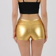thumbnail image 7 of RYRJJ Metallic High Waisted Booty Shorts Women's Shiny Cheeky Dance Bottoms Wet Look Disco Party Club Hotpants(Gold,M), 7 of 7
