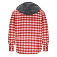 thumbnail image 4 of Hooded Big and Tall Jackets for Men Button Down Plaid Red Shirt Casual Fall Winter Button-Up Men's Clothing, 4 of 5