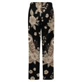 thumbnail image 6 of Owl Floral Pattern Black Winter Female Pants Flannel High Waist Women Pants Lady Warm Straight Leg Plush Trousers, 6 of 7