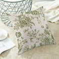 thumbnail image 4 of Spring Sage Green Floral Pillow Covers 18x18 Inch Set of 2, Chinoiserie Sage Green Flower Decorative Throw Pillowcase Vintage Floral Outdoor Cushion Cover for Sofa Couch Living Room Bed Decor, 4 of 6
