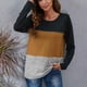 thumbnail image 2 of Tops Para Mujer Blusa Casual Elegante Camisas de Manga Larga Otoño Moda Cuello Redondo Color A Juego Camiseta Suelta Raya Odeerbi  ODB170110, 2 of 5