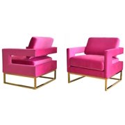Pink Velvet & Gold Stainless Steel Chair Set 2 Modrest Edna VIG Contemporary