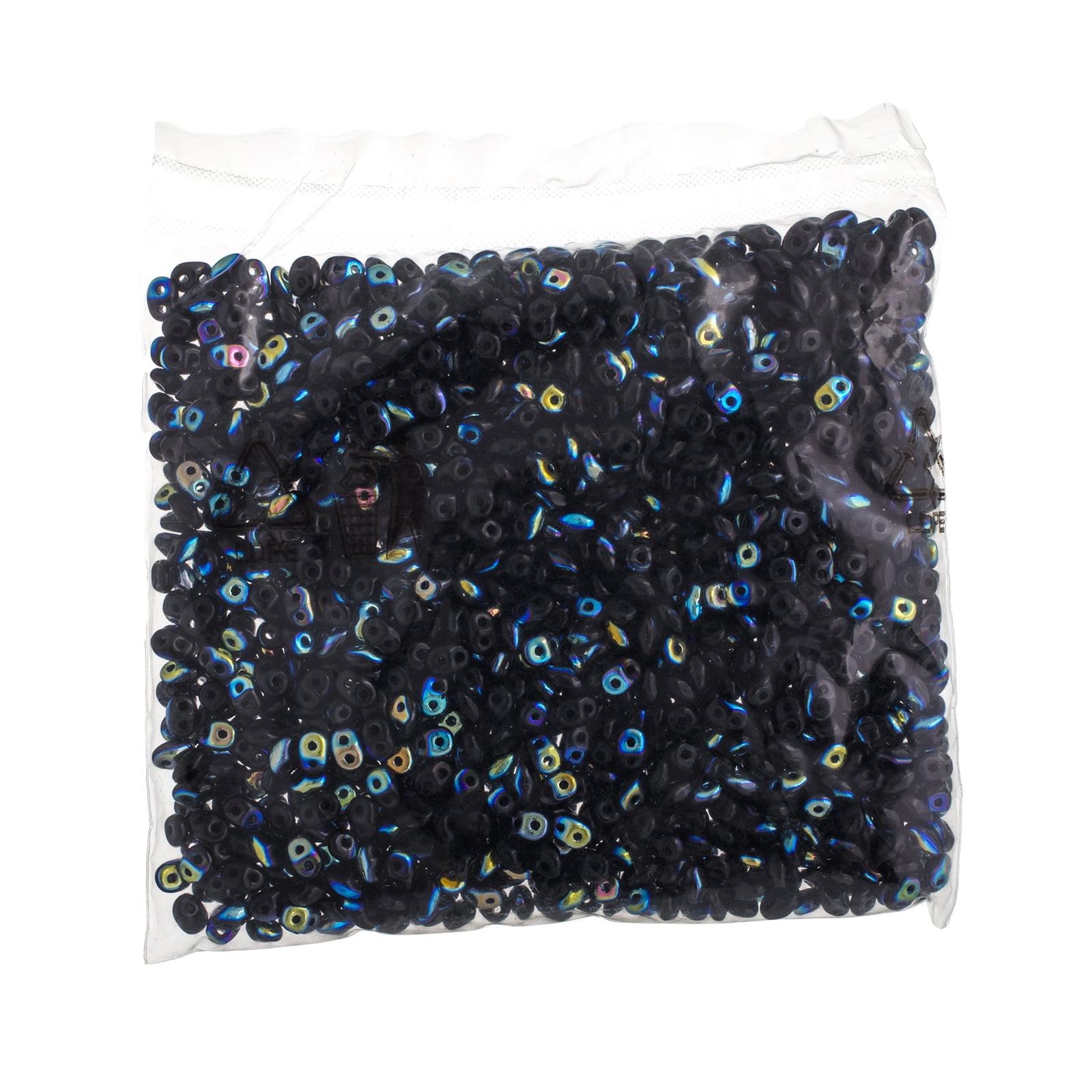 John Bead 100g Czech Glass Superduo 2-Hole Beads 2.5x5mm Jet AB