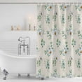 thumbnail image 2 of Daisy Shower Curtain Set - 48" x 72" Washable Bathtub Curtain with 12 Hooks, Spring Flowers Eucalyptus Leaves Botanical Beige Waterproof Fabric Stall Shower Curtains for Bathroom/Bathtub Décor, 2 of 6