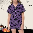 thumbnail image 2 of Utlike Girls Halloween Pajamas Set Soft Button-Up Classic Collar Short Sleeve Sleepwear Toddler Pjs Daily Wear Breathable Homewear For Girl Size 6 Years-7 Years, 2 of 4