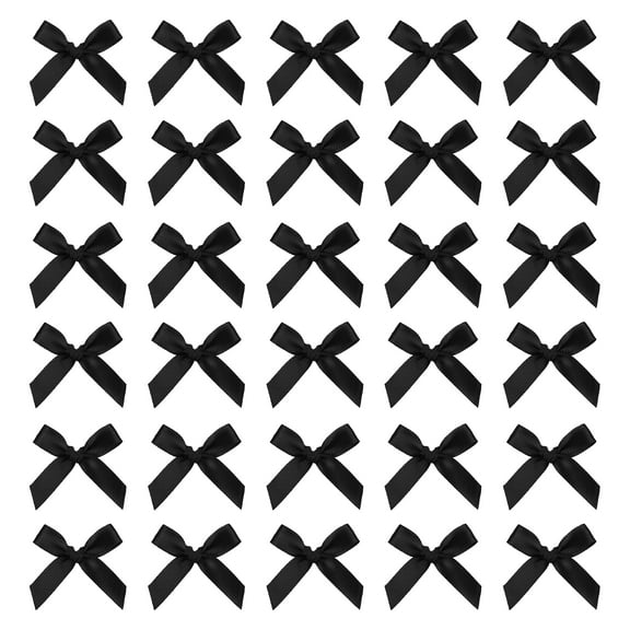 Mini Ribbon Bow 1.8 Inch Mini Small Fabric Satin Ribbon Flower Bows for Craft DIY Cake Sewing Wedding Birthday Party Wrapping Christmas Decoration, (Pack of 70, Black)