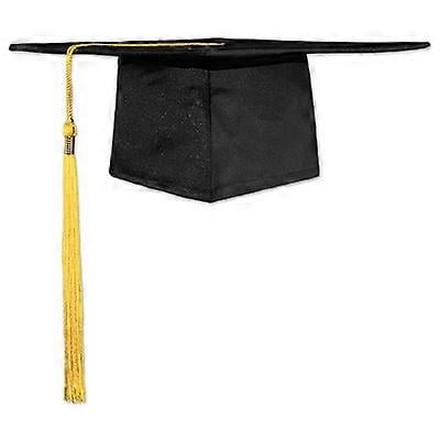 University Graduate Hat Adjustable Student Toque Graduation Hat with Pompom Yellow