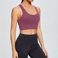 thumbnail image 4 of Women's Criss Cross Back Sports Bra Longline U-Neck Padded Yoga Workout Wirefree Crop Tank Top Padded Workout Tops For Women, 4 of 9
