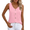 thumbnail image 4 of Yievot Button Down Tank Tops for Women Sleeveless Eyelet V Neck Loose Casual Ladies Elegant Tops, 4 of 7